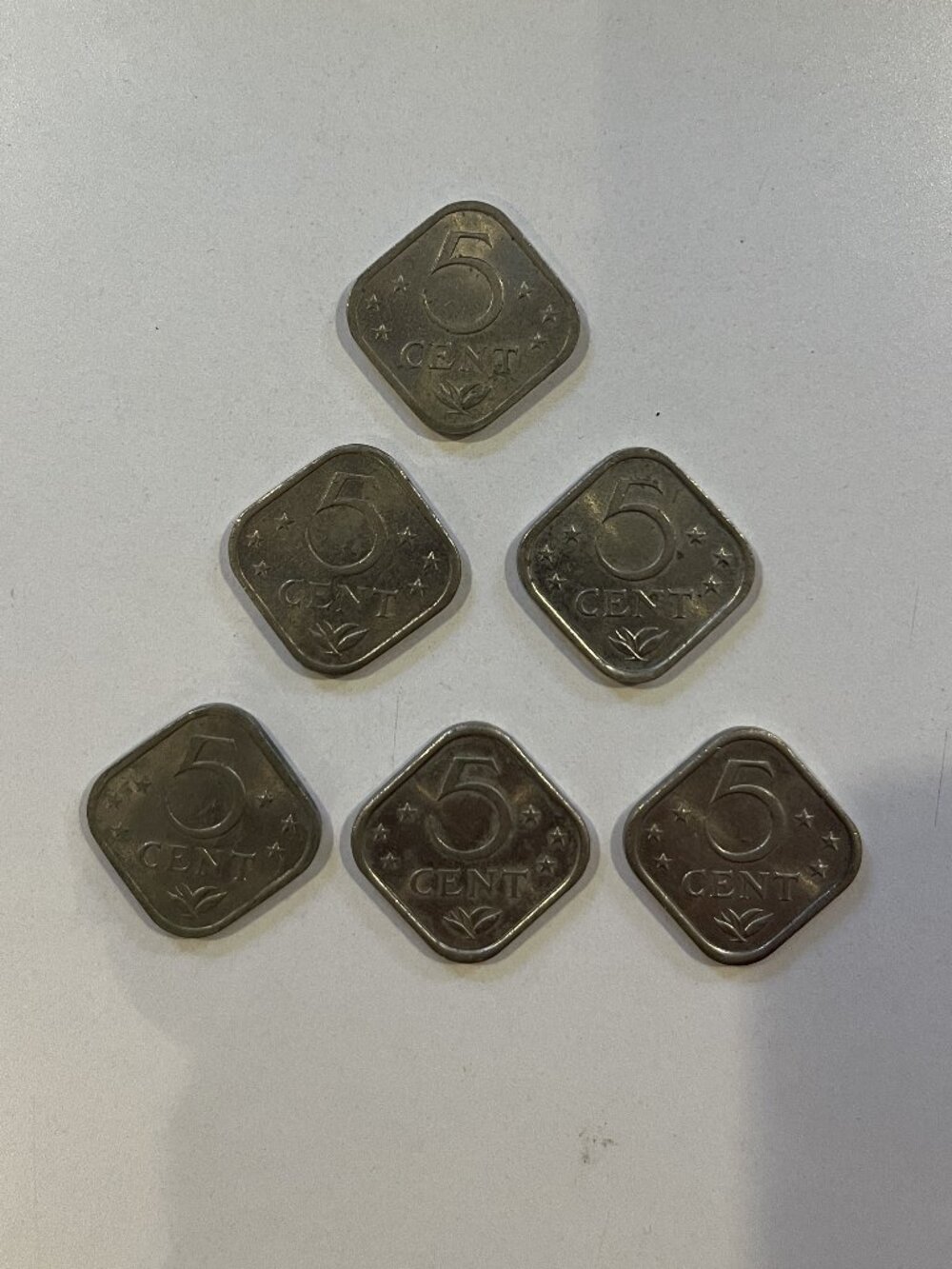 5-Cents Netherlands Antilles Square Nickel (4-1971, 2-1975)